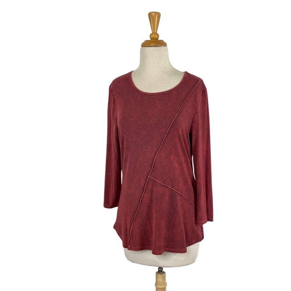 Christopher & Banks S Red Tunic Top Asymmetric Art To Wear Lagenlook Y2K Hippie